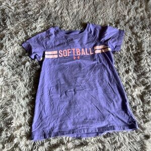 Under armour loose coupe purple softball tshirt